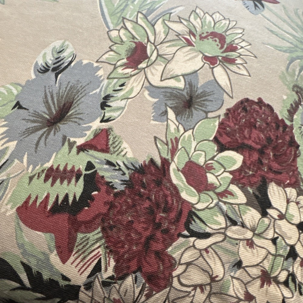 Pottery Barn Throw Pillow Cover w Insert Hawaiian Coastal Neutral Floral Print